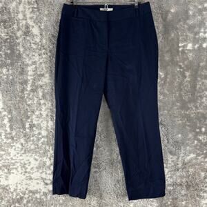 Talbots Size 6 Signature Flat Front Straight Leg Pants Navy Button Zip Casual